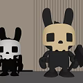 Black and White Golden Rabbit Skull Decorative Dolls with Shield and Axe