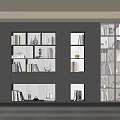 Modern Home Library Interior With Dark Wood Bookcases Books Decorative Items And Potted Plant