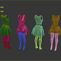 Fashion Dresses With Different Designs And Colorful Stockings And High Heels