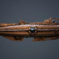 Unique Fish Shaped Watercraft with Streamlined Brown Design and Decorative Windows 3d model