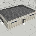 Single Story Building Exterior With Stone Wall Black Tile Roof Door And Windows