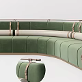 Modern Green Curved Sectional Sofa With Plush Cushions And Light Wood Base