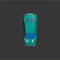 Turquoise Futuristic Car With Sleek Design And Unique Pink Accent Wheels