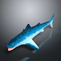 Blue And White Shark Model With Shiny Reflective Surface On Gray Background 3d model