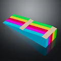 Colorful Striped Wooden Bench With Multicolor Layers And Cross Accent Details