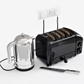 Smart Kitchen Appliances With Toaster Kettle Toast And Knife Near Socket 3d model