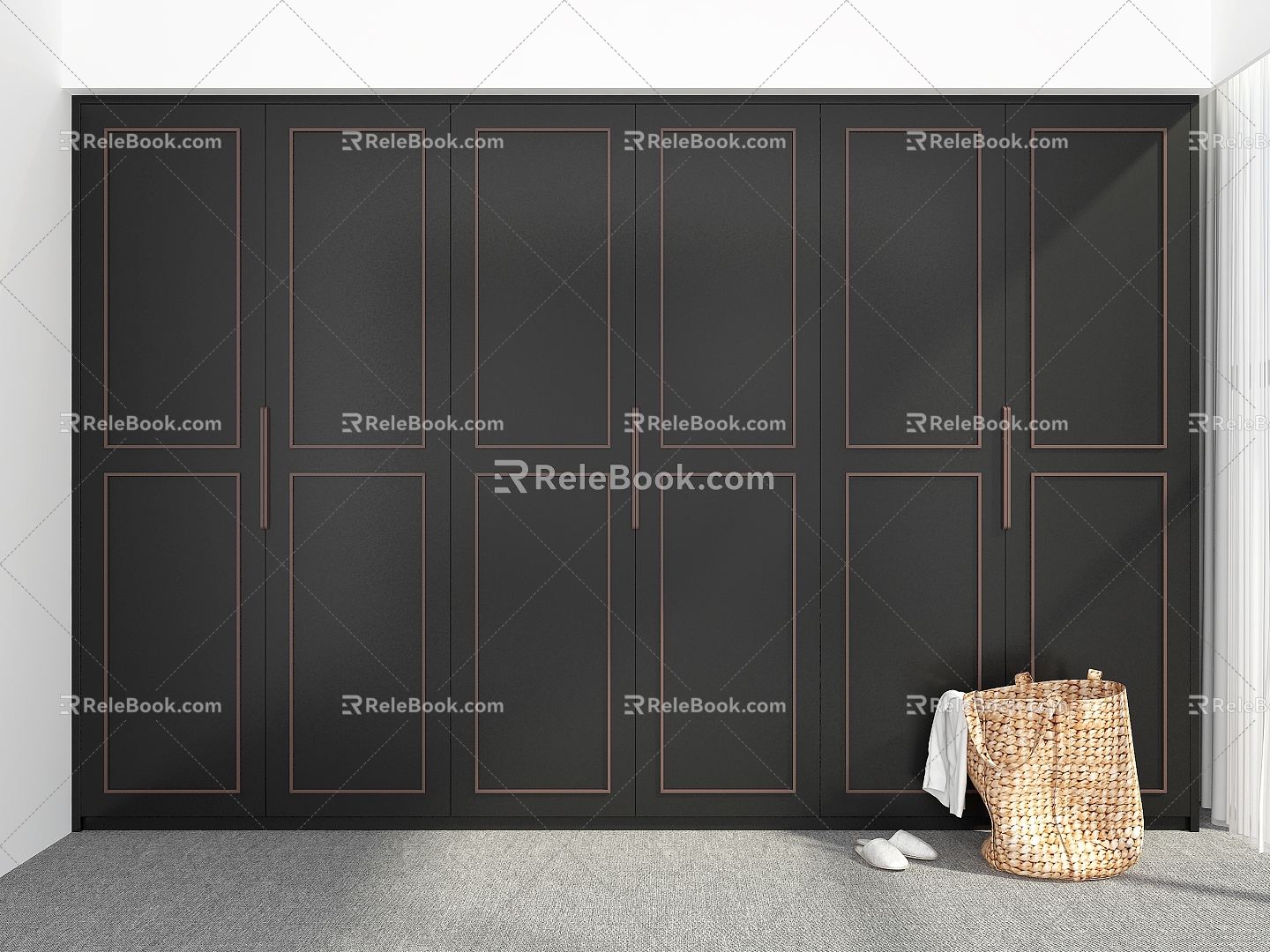 Modern Wardrobe Coat Cabinet Wardrobe Custom Solid Wood Wardrobe Wardrobe 3d model