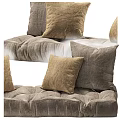 Stylish Throw Pillows Blue Brown And Beige On Gray Tufted Velvet Cushion Home Decor