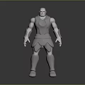Sci Fi Robot Character with Metallic Armored Body Red Eyes and Muscular Build