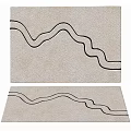 Stylish Square Rug With Beige Background And Black Wavy Lines Design