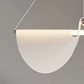 Modern White Curved Panel Chandelier With Sleek Metal Frame And Hanging Design