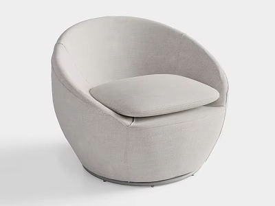 Modern Light Gray Fabric Single Seater Sofa With Rounded Design And Comfortable Cushion 3d model