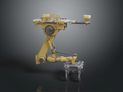 Smart Machine Yellow Robotic Arm With Articulated Industrial Mechanical Structure 3d model