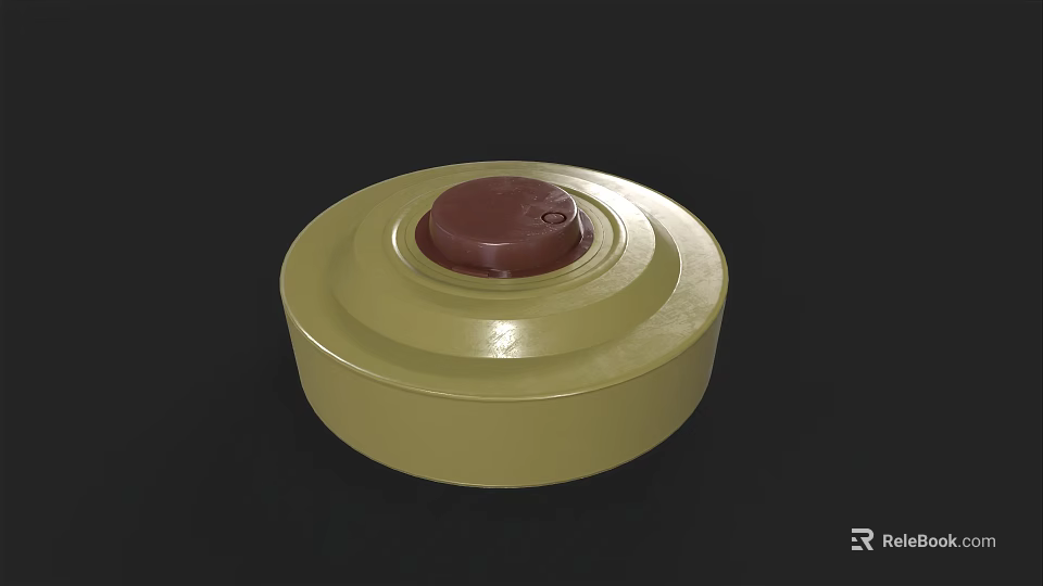 Olive Green Hand Grenade Military Weapon With Brown Top Cap Cylindrical Shape 3d model 