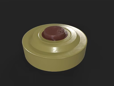 Olive Green Hand Grenade Military Weapon With Brown Top Cap Cylindrical Shape 3d model