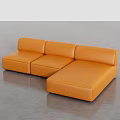 Modern Orange Leather Sectional Sofa With Multi Seat Design And Comfortable Sleek Structure 3d model