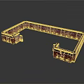 3D Scene Component With Red Brick U Shaped Architectural Frame And Black Top Design