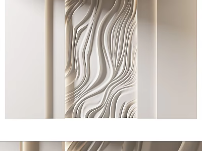 Modern Background Wall with Wavy 3D Texture and Cream White Finish 3d model