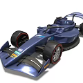 Blue F1 Race Car With Sleek Aerodynamic Body And Large Wheels