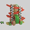 Colorful Wooden Toy Track With Multi Level Structure And Small Toy Cars