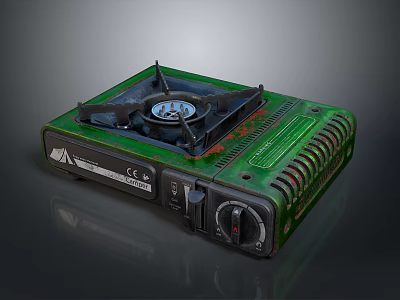 Green Portable Gas Stove With Compact Design And Control Knob For Daily Use 3d model