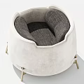 Comfortable Modern Round Upholstered Pet Bed With Gray Cushion And Wooden Legs
