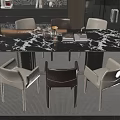 Modern Dining Table Set With Beige And Brown Chairs In Elegant Contemporary Interior Design 3d model