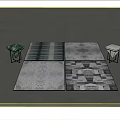 Stylish Modern Square Rugs With Various Abstract Patterns And Geometric Designs 3d model