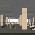 Spacious Indoor Accessible Training Space With Ramps Handrails Green Flooring And Columns