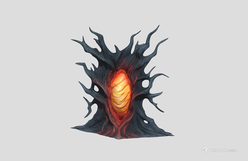 Mysterious Hotel Entrance With Black Tentacle Like Structure And Glowing Orange Core 3d model 