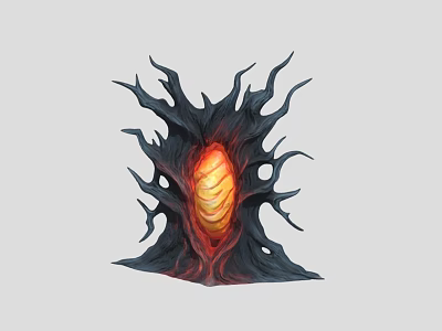 Mysterious Hotel Entrance With Black Tentacle Like Structure And Glowing Orange Core 3d model