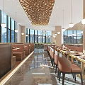 Modern Restaurant Interior Design With Spacious Layout Chandeliers And Marble Floor 3d model