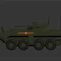 Military Green Armored Vehicle with 6x6 Wheels Weapon Turret and Communication Antennas