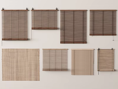 Window Blinds in Various Natural Tones and Different Designs for Home 3d model