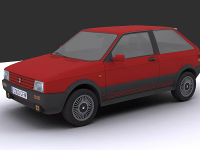 Red Vintage Two Door Hatchback Car With Black Accents And Classic Design 3d model