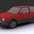 Red Vintage Two Door Hatchback Car With Black Accents And Classic Design