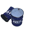 Household Items Blue Oil Drums Featuring Water Drop Patterns Standing And Lying