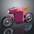Modern Pink And Purple Motorcycle With Orange Seat Round Headlight And Black Wheels