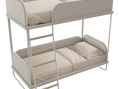 Inflatable Bunk Bed With Metal Ladder And Beige Mattress For Kids Bedroom 3d model