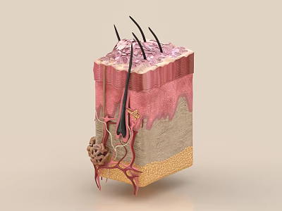 Anatomical Skin Structure Decorative Ornament Set With Layers Follicle And Vessel Model 3d model