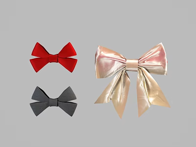 Elegant Decorative Bow Ornament Set With Red Black And Gold Designs 3d model