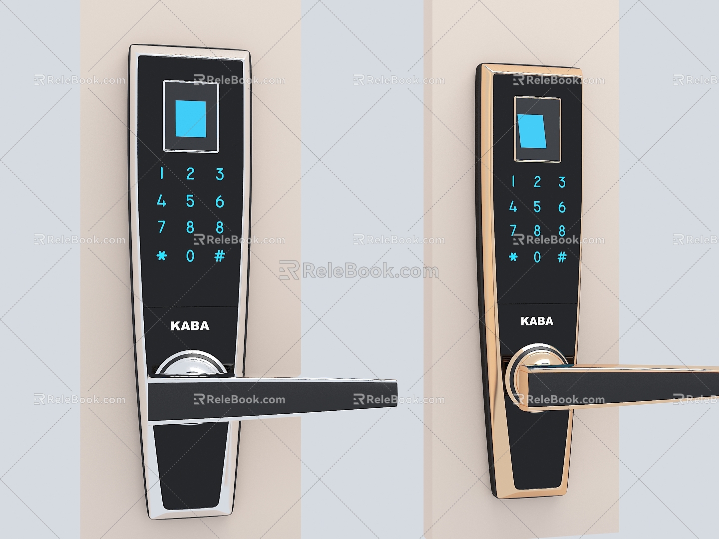 Fingerprint lock password lock smart lock lock key door lock open door handle 3d model