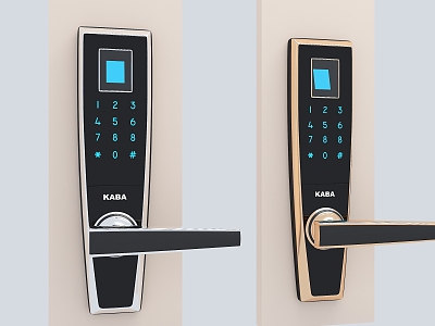 Fingerprint lock password lock smart lock key door lock open door handle 3d model