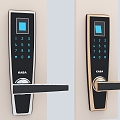 Fingerprint lock password lock smart lock lock key door lock open door handle 3d model