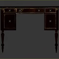 Vintage Wooden Desk With Drawers And Carved Legs Classic Design Sturdy Structure