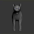 3D Model of Gray Cat With Purple Eyes in Standing Pose on Gray Gradient Background