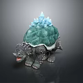Mythical Spiked Turtle With Green Shell And Blue Crystals On Back Open Mouth 3d model
