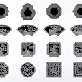 Traditional Carved Lattice Windows Featuring Various Shapes And Classic Decorative Patterns