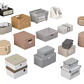Various Storage Boxes With Woven Plastic Fabric Designs And Lidded Styles For Organization 3d model
