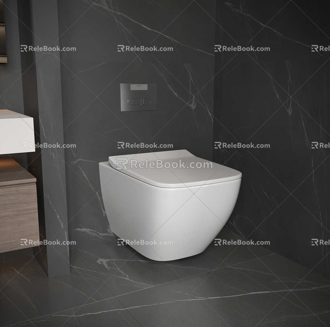 Modern wall-mounted toilet 3d model